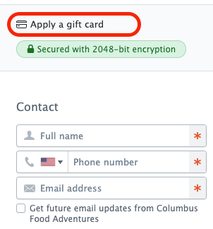 How to apply a gift certificate code.